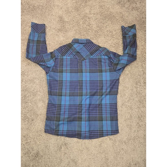 ATB Authentic Western Mens Pearl Snap‎ Long Sleeve Blue Shirt 17 Collar 34/35 - Picture 3 of 10